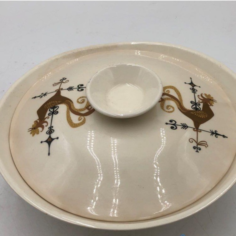 Vintage Edwin Knowles Weather Vane Rooster Covered Serving Dish!